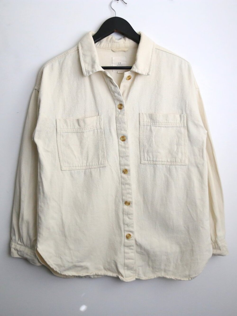 Thread & Supply Collared Button Down Fletcher Jacket Shacket Cream Size Medium